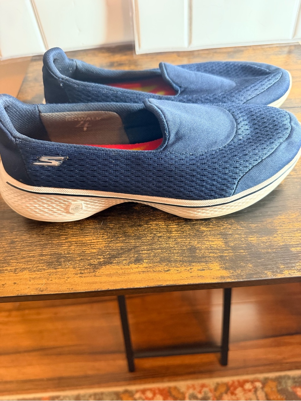 Skechers Navy Slip-On Mesh Walking Sneakers for Women